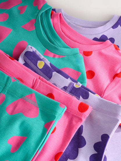 |Girl| Pacote Com 3 Pijamas Curtos Roxos/Verdes (9 meses a 12 anos)