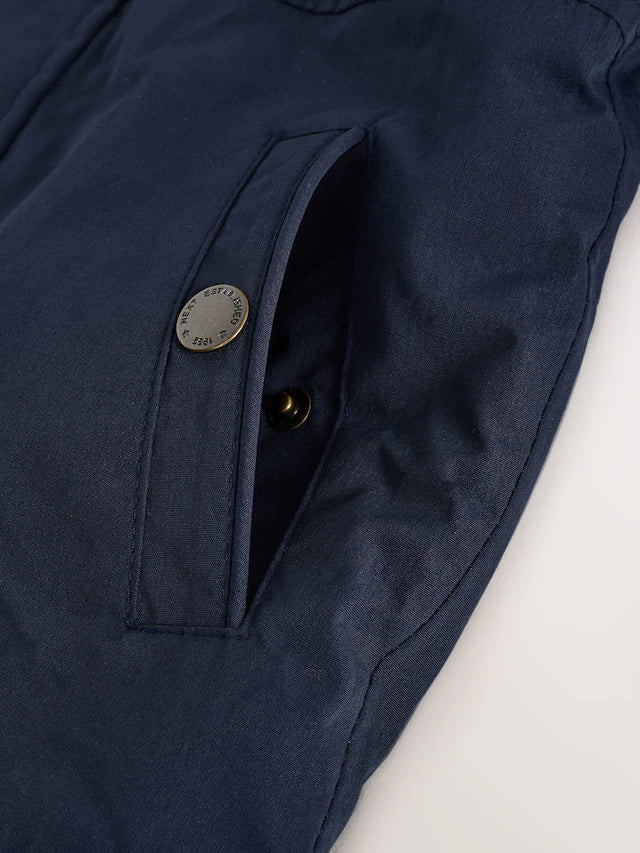 |Boy| Casaco Parka Impermeável Azul Marinho Com Forro Borg (3 meses a 7 anos)