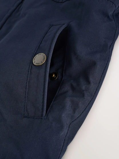 |Boy| Casaco Parka Impermeável Azul Marinho Com Forro Borg (3 meses a 7 anos)