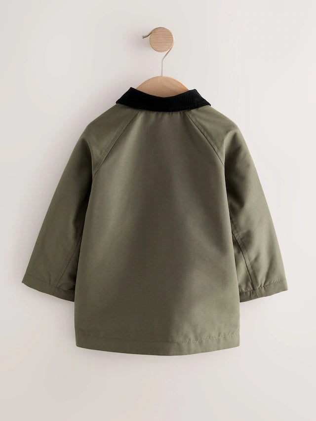|Boy| Casaco Cáqui Verde Com Gola De Veludo (3 meses a 7 anos)