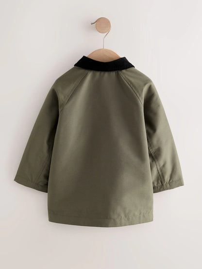 |Boy| Casaco Cáqui Verde Com Gola De Veludo (3 meses a 7 anos)