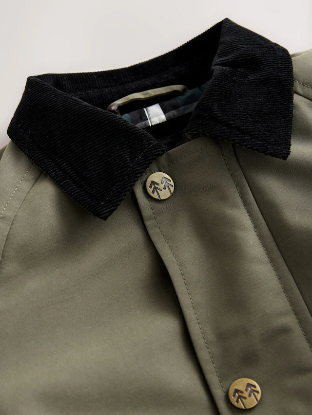 |Boy| Casaco Cáqui Verde Com Gola De Veludo (3 meses a 7 anos)