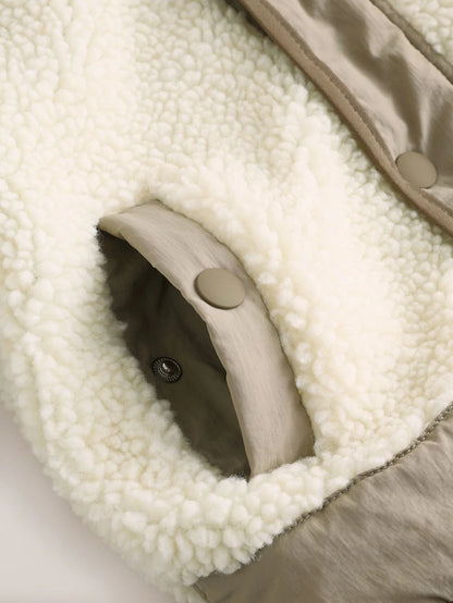 |Boy| Jaqueta Borg Colourblock Cáqui/Creme (3 meses a 7 anos)