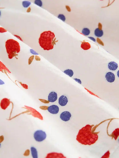 |Girl| Vestido De Verão Com Estampa De Frutas e Botões (3 meses a 10 anos)