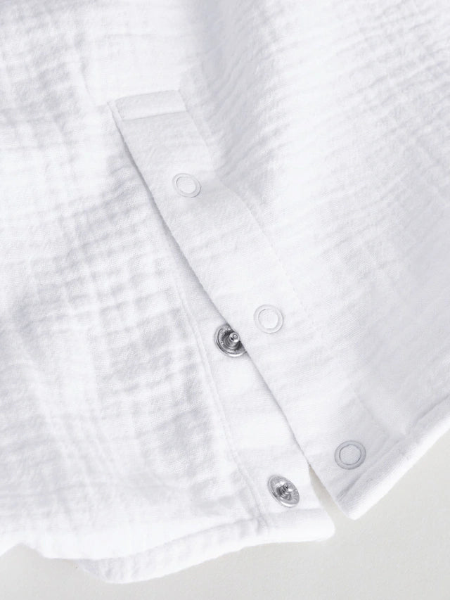 |BabyBoy| Conjunto De Blusa e Shorts 100% Algodão Para Bebê, Tecido De Gaze Branca (0 meses a 2 anos)