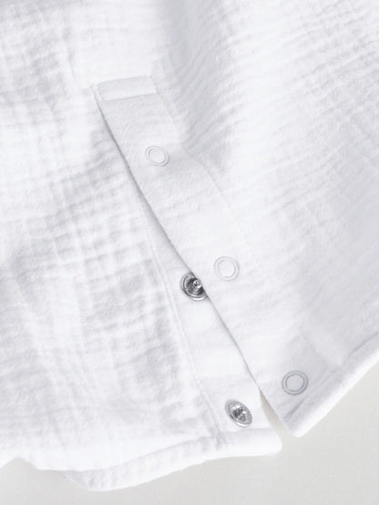 |BabyBoy| Conjunto De Blusa e Shorts 100% Algodão Para Bebê, Tecido De Gaze Branca (0 meses a 2 anos)