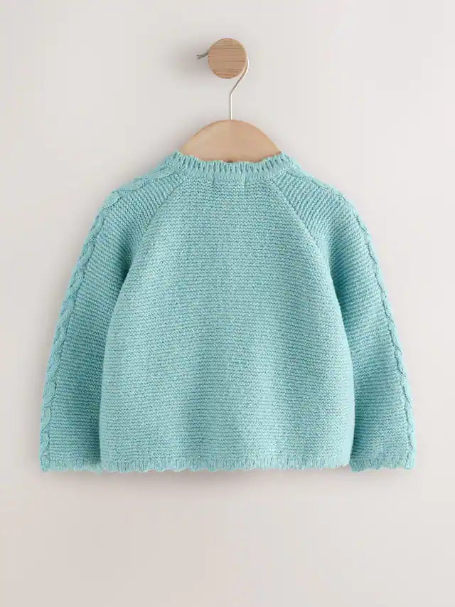 |Girl| Cardigan Com Estampa Floral Azul e Detalhes (3 meses a 7 anos)