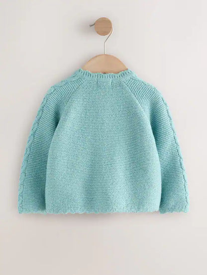 |Girl| Cardigan Com Estampa Floral Azul e Detalhes (3 meses a 7 anos)