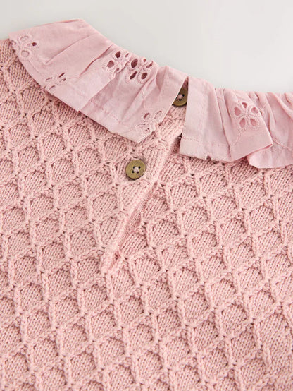 |Girl| Blusa De Malha Rosa (3 meses a 7 anos)