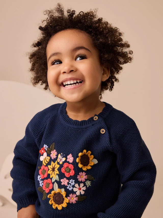 |Girl| Conjunto De Calça Jeans e Suéter Sunflower Blue Denim (3 meses a 7 anos)