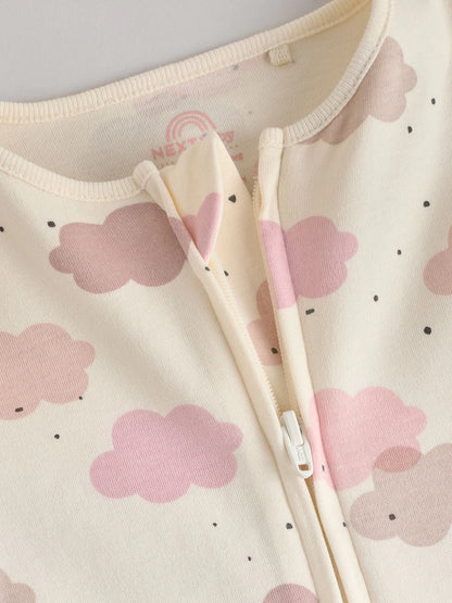 |BabyGirl| Macacão Sem Pés Com Zíper Bidirecional Rosa Para Bebês, Pacote com 4 (0 meses a 3 anos)