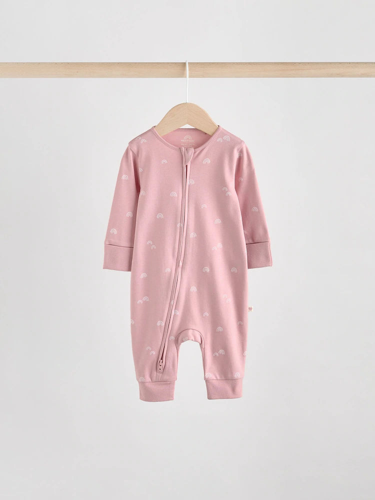 |BabyGirl| Macacão Sem Pés Com Zíper Bidirecional Rosa Para Bebês, Pacote com 4 (0 meses a 3 anos)