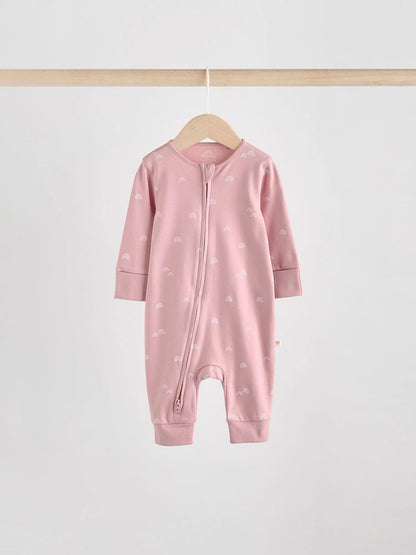 |BabyGirl| Macacão Sem Pés Com Zíper Bidirecional Rosa Para Bebês, Pacote com 4 (0 meses a 3 anos)