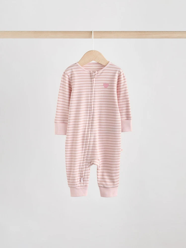 |BabyGirl| Macacão Sem Pés Com Zíper Bidirecional Rosa Para Bebês, Pacote com 4 (0 meses a 3 anos)