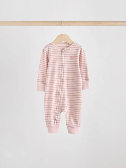 |BabyGirl| Macacão Sem Pés Com Zíper Bidirecional Rosa Para Bebês, Pacote com 4 (0 meses a 3 anos)