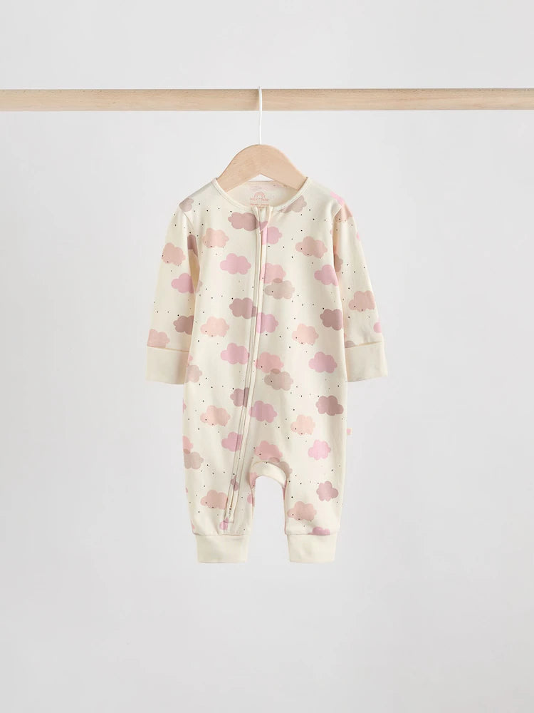 |BabyGirl| Macacão Sem Pés Com Zíper Bidirecional Rosa Para Bebês, Pacote com 4 (0 meses a 3 anos)