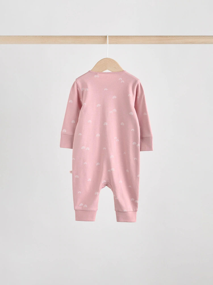 |BabyGirl| Macacão Sem Pés Com Zíper Bidirecional Rosa Para Bebês, Pacote com 4 (0 meses a 3 anos)