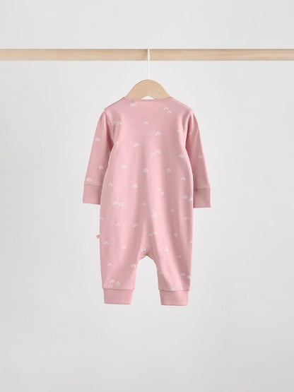 |BabyGirl| Macacão Sem Pés Com Zíper Bidirecional Rosa Para Bebês, Pacote com 4 (0 meses a 3 anos)