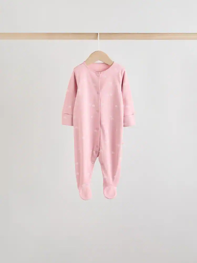 |BabyGirl| Pacote Com 7 Macacões De Dormir Rosa Para Bebês (0 meses a 3 anos)