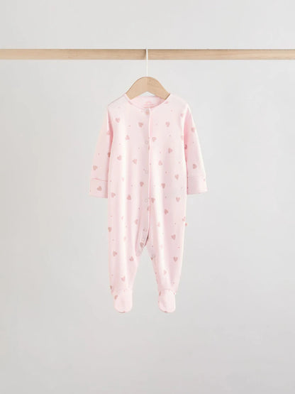 |BabyGirl| Pacote Com 7 Macacões De Dormir Rosa Para Bebês (0 meses a 3 anos)
