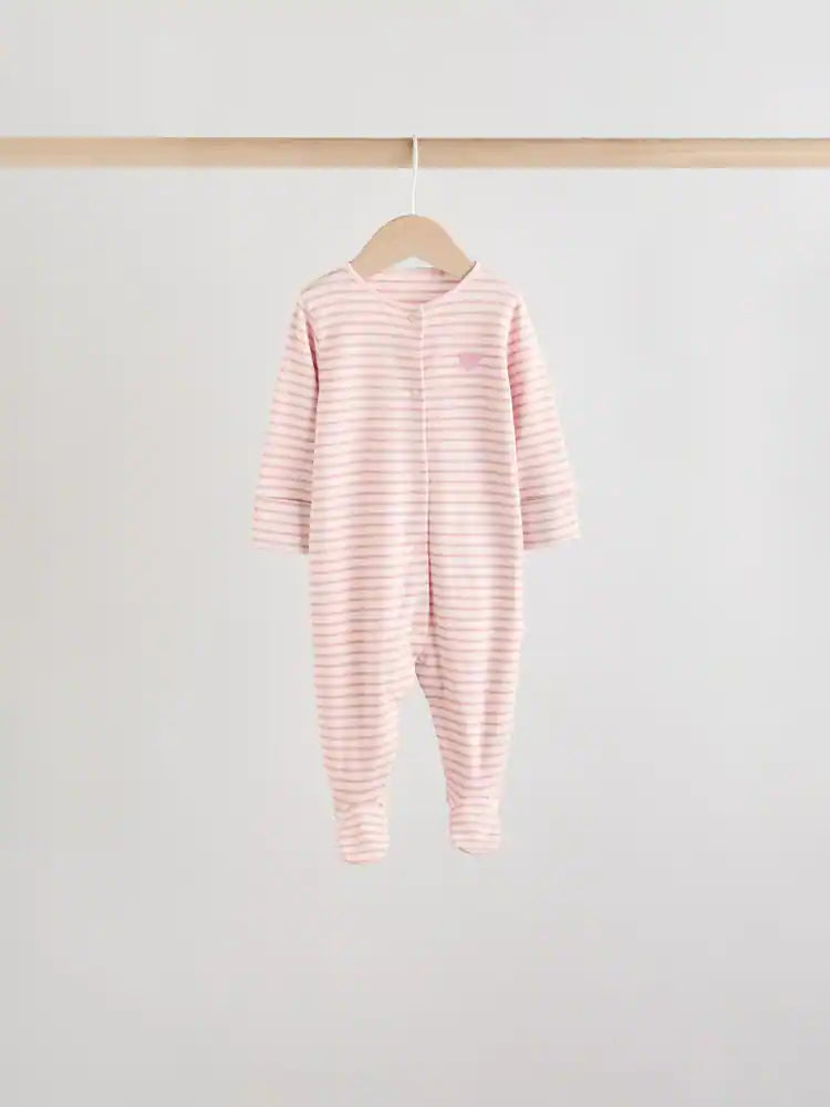 |BabyGirl| Pacote Com 7 Macacões De Dormir Rosa Para Bebês (0 meses a 3 anos)