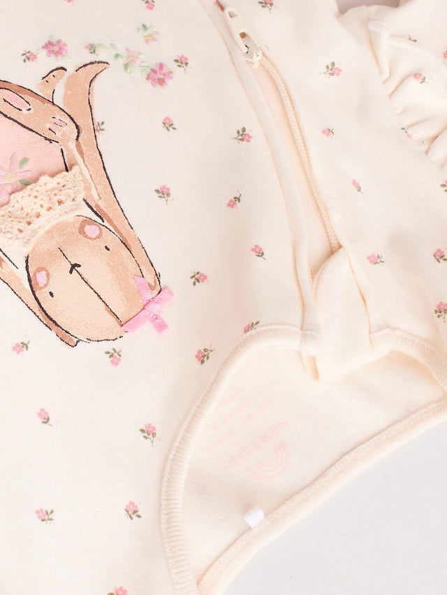 |BabyGirl| Pacote Com 3 Macacões De Dormir Com Zíper Bidirecional Rosa Para Bebê