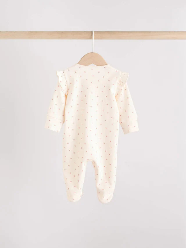 |BabyGirl| Pacote Com 3 Macacões De Dormir Com Zíper Bidirecional Rosa Para Bebê