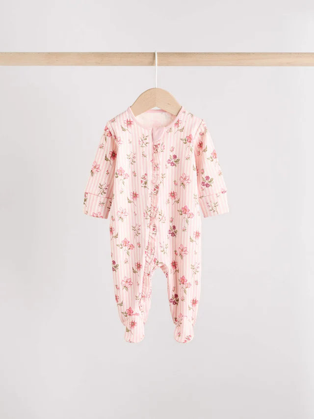 |BabyGirl| Pacote Com 3 Macacões De Dormir Com Zíper Bidirecional Rosa Para Bebê