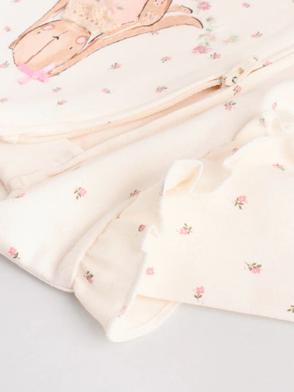 |BabyGirl| Pacote Com 3 Macacões De Dormir Com Zíper Bidirecional Rosa Para Bebê