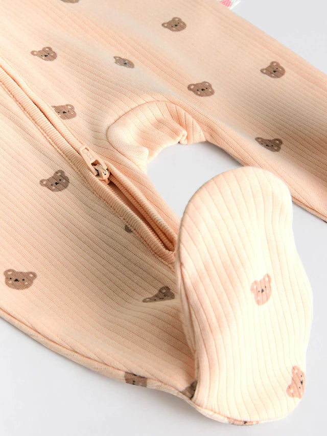 |BabyBoy| Macacão De Dormir Marrom Com Zíper Bidirecional Para Bebês, Pacote com 4 (0 meses a 2 anos)