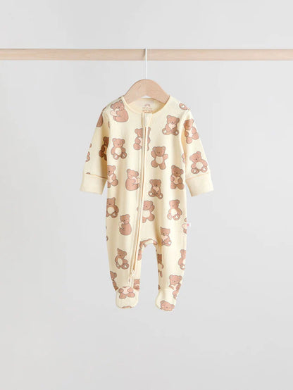 |BabyBoy| Macacão De Dormir Marrom Com Zíper Bidirecional Para Bebês, Pacote com 4 (0 meses a 2 anos)