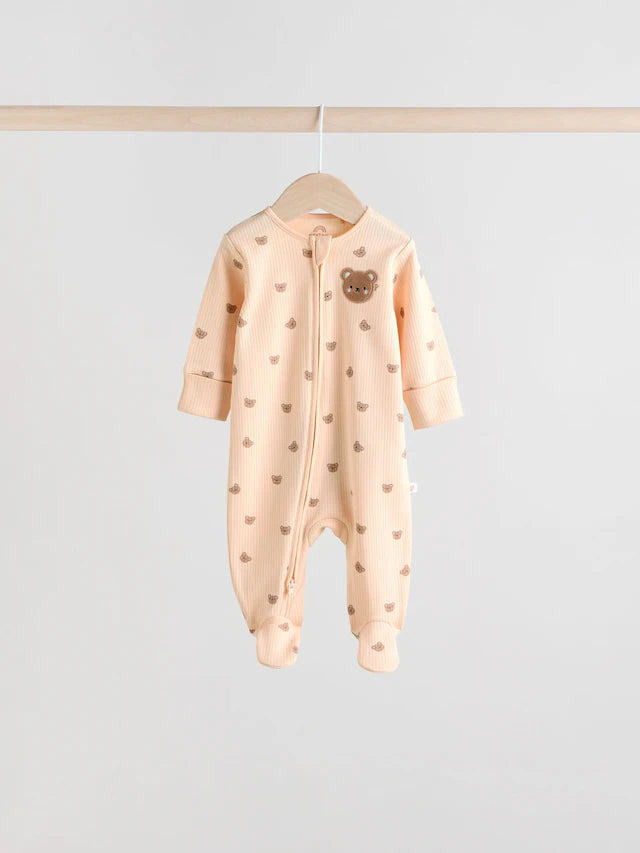 |BabyBoy| Macacão De Dormir Marrom Com Zíper Bidirecional Para Bebês, Pacote com 4 (0 meses a 2 anos)