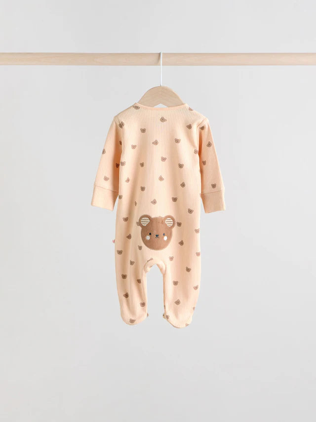 |BabyBoy| Macacão De Dormir Marrom Com Zíper Bidirecional Para Bebês, Pacote com 4 (0 meses a 2 anos)