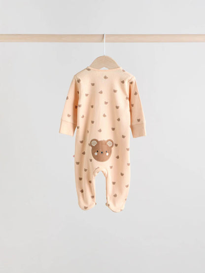 |BabyBoy| Macacão De Dormir Marrom Com Zíper Bidirecional Para Bebês, Pacote com 4 (0 meses a 2 anos)