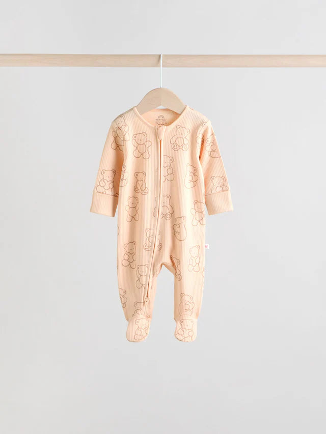 |BabyBoy| Macacão De Dormir Marrom Com Zíper Bidirecional Para Bebês, Pacote com 4 (0 meses a 2 anos)