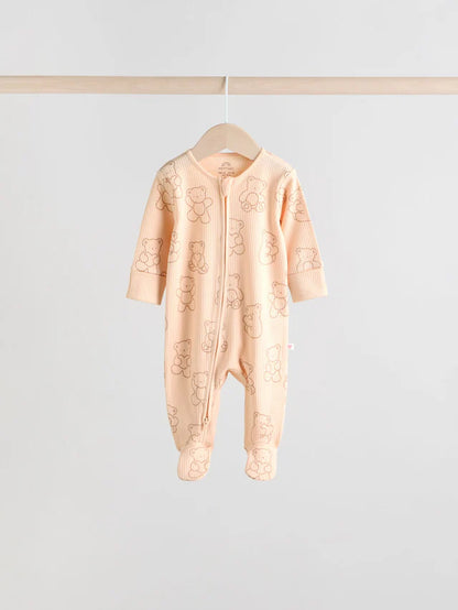 |BabyBoy| Macacão De Dormir Marrom Com Zíper Bidirecional Para Bebês, Pacote com 4 (0 meses a 2 anos)