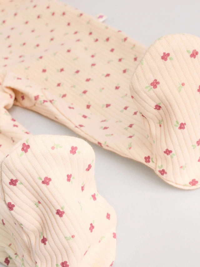 |BabyGirl| Macacão De Dormir Com Estampa Floral e Zíper Bidirecional Rosa Para Bebês, Pacote com 3 (0 meses a 3 anos)