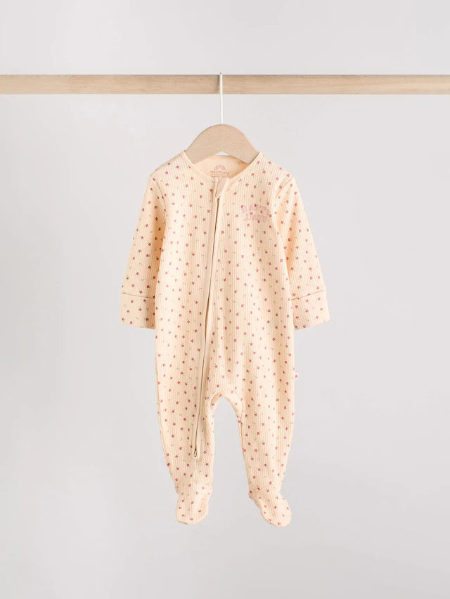 |BabyGirl| Macacão De Dormir Com Estampa Floral e Zíper Bidirecional Rosa Para Bebês, Pacote com 3 (0 meses a 3 anos)