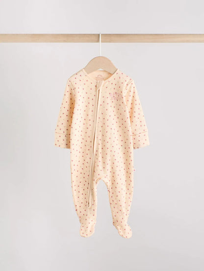 |BabyGirl| Macacão De Dormir Com Estampa Floral e Zíper Bidirecional Rosa Para Bebês, Pacote com 3 (0 meses a 3 anos)