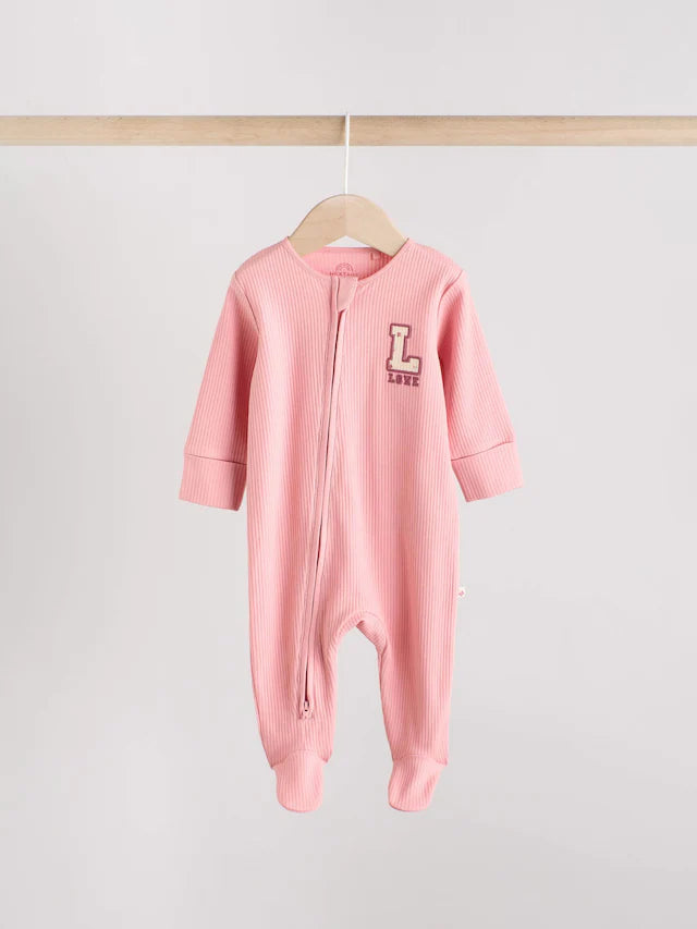 |BabyGirl| Macacão De Dormir Com Estampa Floral e Zíper Bidirecional Rosa Para Bebês, Pacote com 3 (0 meses a 3 anos)