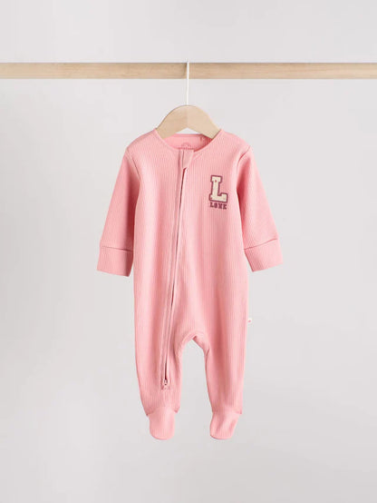 |BabyGirl| Macacão De Dormir Com Estampa Floral e Zíper Bidirecional Rosa Para Bebês, Pacote com 3 (0 meses a 3 anos)