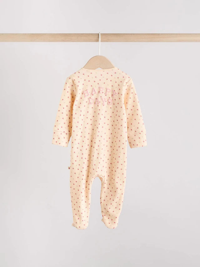 |BabyGirl| Macacão De Dormir Com Estampa Floral e Zíper Bidirecional Rosa Para Bebês, Pacote com 3 (0 meses a 3 anos)