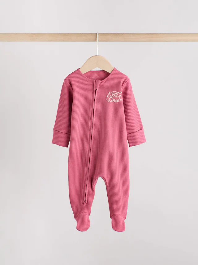 |BabyGirl| Macacão De Dormir Com Estampa Floral e Zíper Bidirecional Rosa Para Bebês, Pacote com 3 (0 meses a 3 anos)