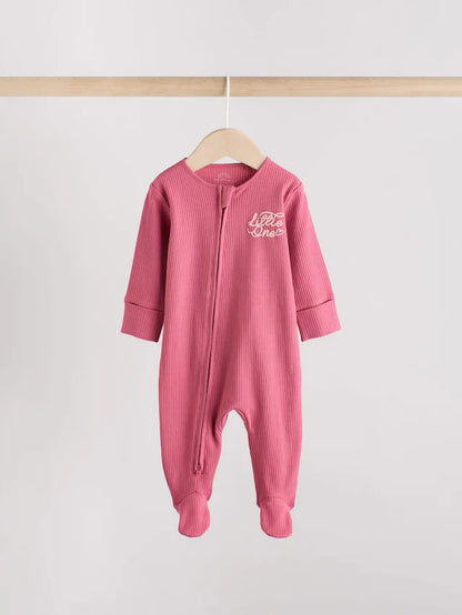 |BabyGirl| Macacão De Dormir Com Estampa Floral e Zíper Bidirecional Rosa Para Bebês, Pacote com 3 (0 meses a 3 anos)