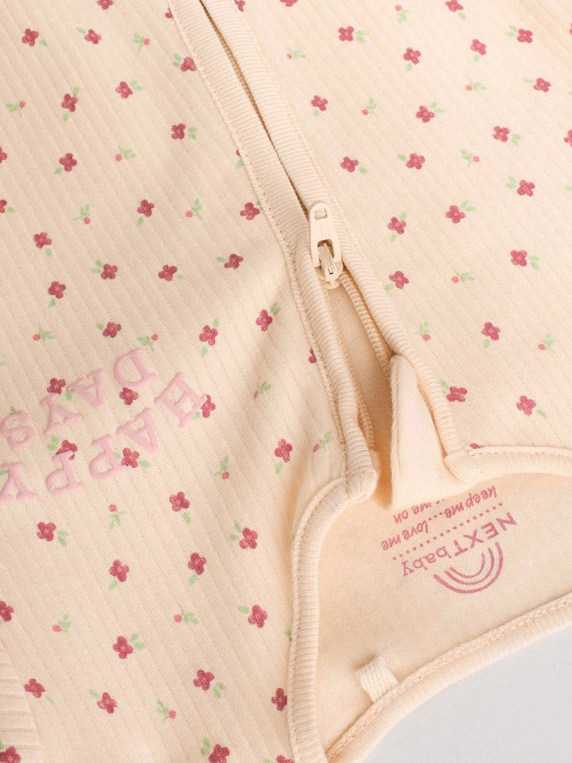 |BabyGirl| Macacão De Dormir Com Estampa Floral e Zíper Bidirecional Rosa Para Bebês, Pacote com 3 (0 meses a 3 anos)