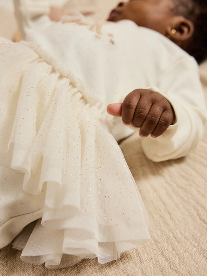 |BabyGirl| Macacão De Dormir Para Bebê Com Tutu De Coelho Cru (0 meses a 2 anos)