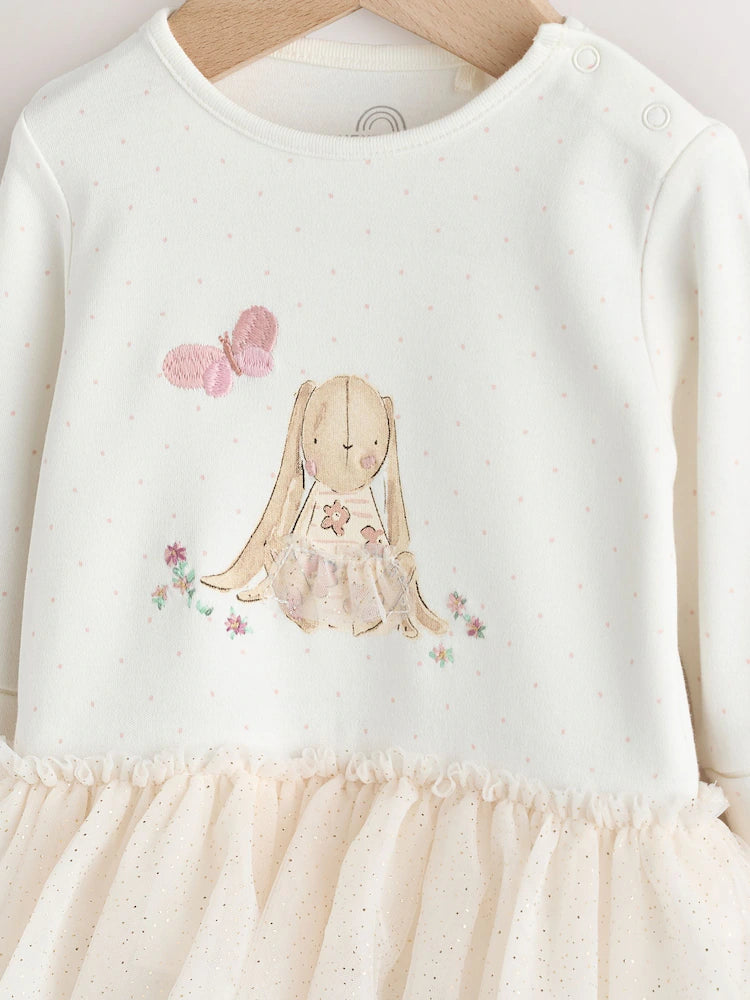 |BabyGirl| Macacão De Dormir Para Bebê Com Tutu De Coelho Cru (0 meses a 2 anos)