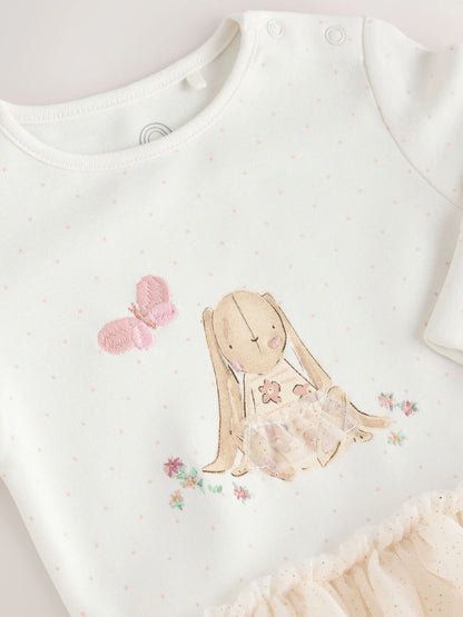 |BabyGirl| Macacão De Dormir Para Bebê Com Tutu De Coelho Cru (0 meses a 2 anos)