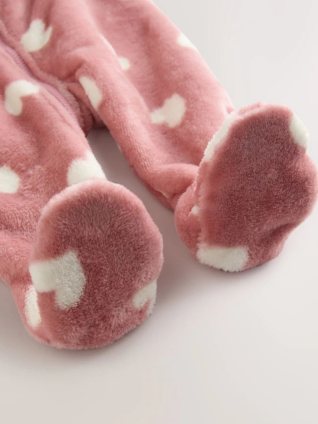 |BabyGirl| Macacão De Lã Com Estampa De Coração Rosa Para Bebê