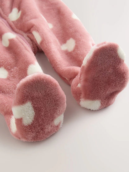 |BabyGirl| Macacão De Lã Com Estampa De Coração Rosa Para Bebê